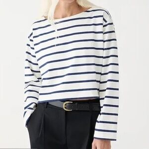 J.Crew Cropped boatneck T-shirt in mariner cotton